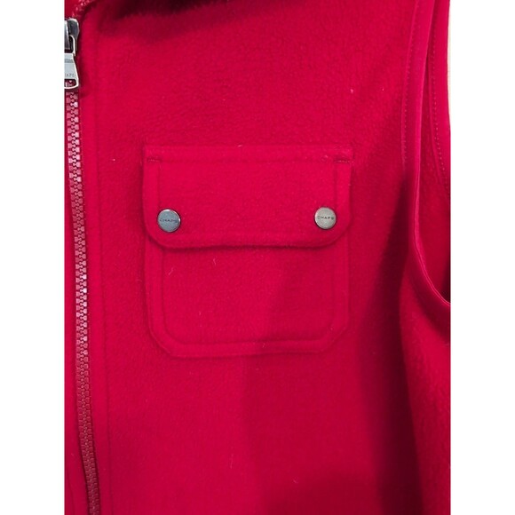 Chaps by Ralph Lauren Women's MEDIUM Fleece Vest Full Zip Red Collared Pockets - Picture 9 of 15